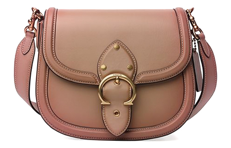 

COACH Выцветшая кожаная седельная сумка через плечо трансформер среднего размера женская тауп