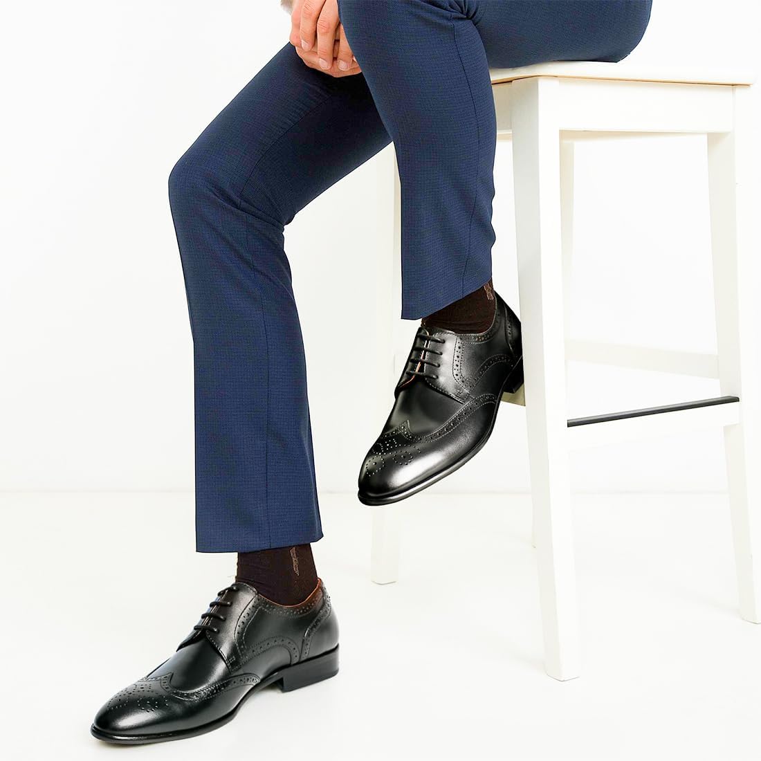 Мужские классические туфли Jepsengord Wingtip из натуральной кожи коровы, оксфорды с брогированием, формальные деловые и свадебные дерби Jepsen Gord, черный — фото 2