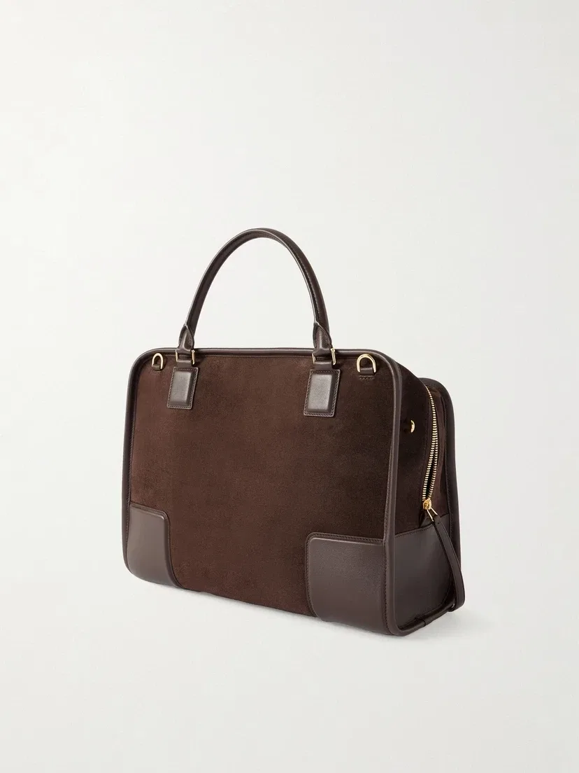 Сумка-тоут Amazona из замши с кожаной отделкой LOEWE, коричневый — фото 4