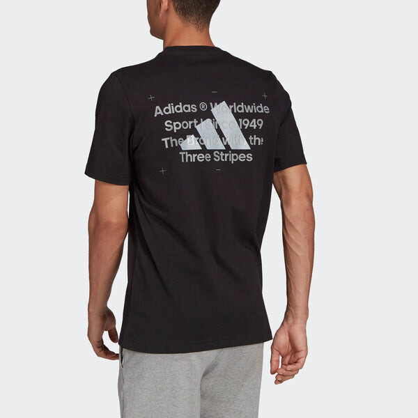 Футболка 3bar logo tee 2 casual sports alphabet printing short sleeve black Adidas, черный — фото 3
