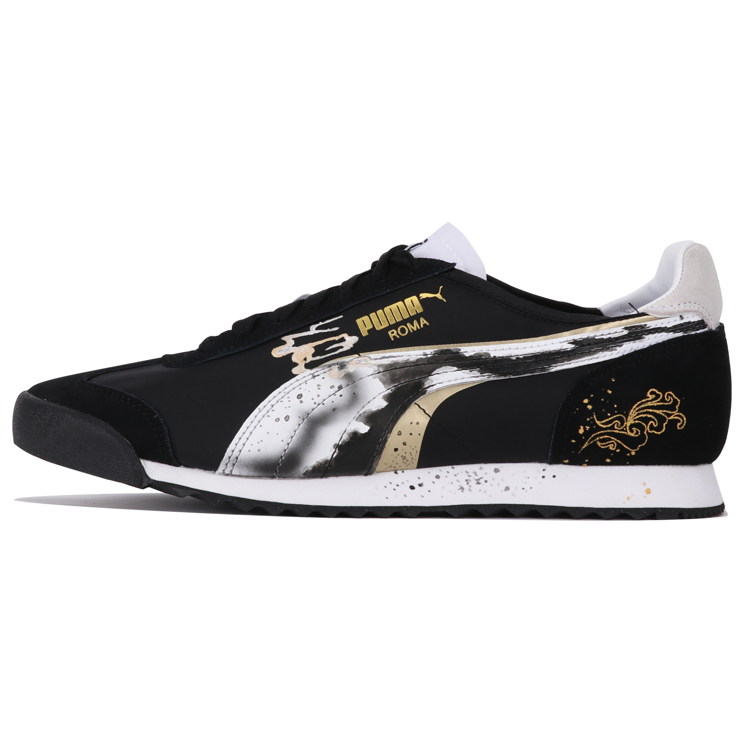 

Кроссовки Puma Roma Og Nylon Lifestyle Shoes Unisex Low-top Black/Gold/White, черный