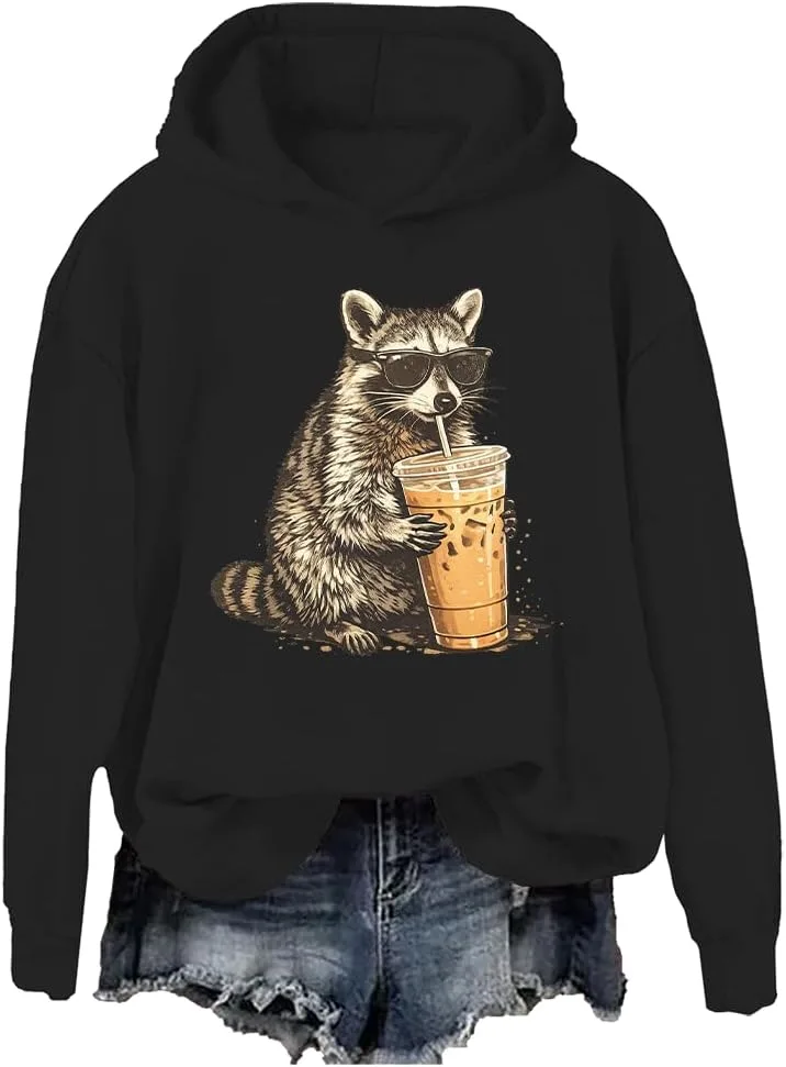 

Толстовка с енотом, пьющим кофе Cynvor