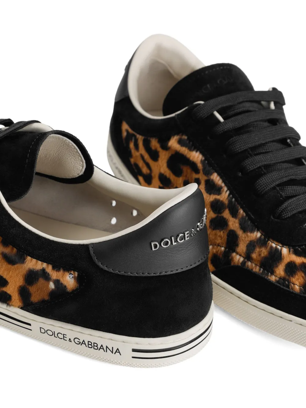 Кроссовки из замши с леопардовым принтом Dolce & Gabbana, коричневый — фото 3
