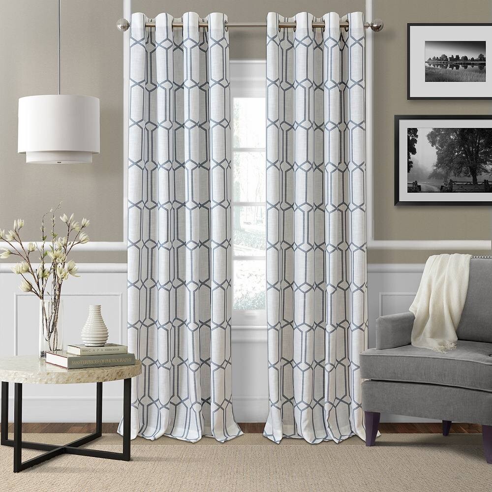 

Elrene Home Fashions Кайден Геометрическая комната Затемняющая оконная занавеска, цвет Soft Blue