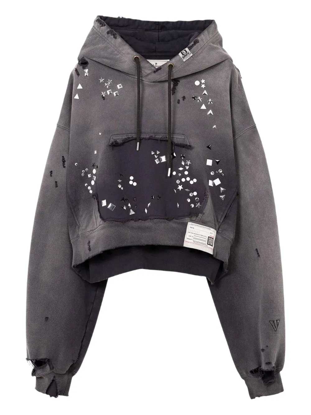 

Худи, украшенное стразами Maison Mihara Yasuhiro, черный