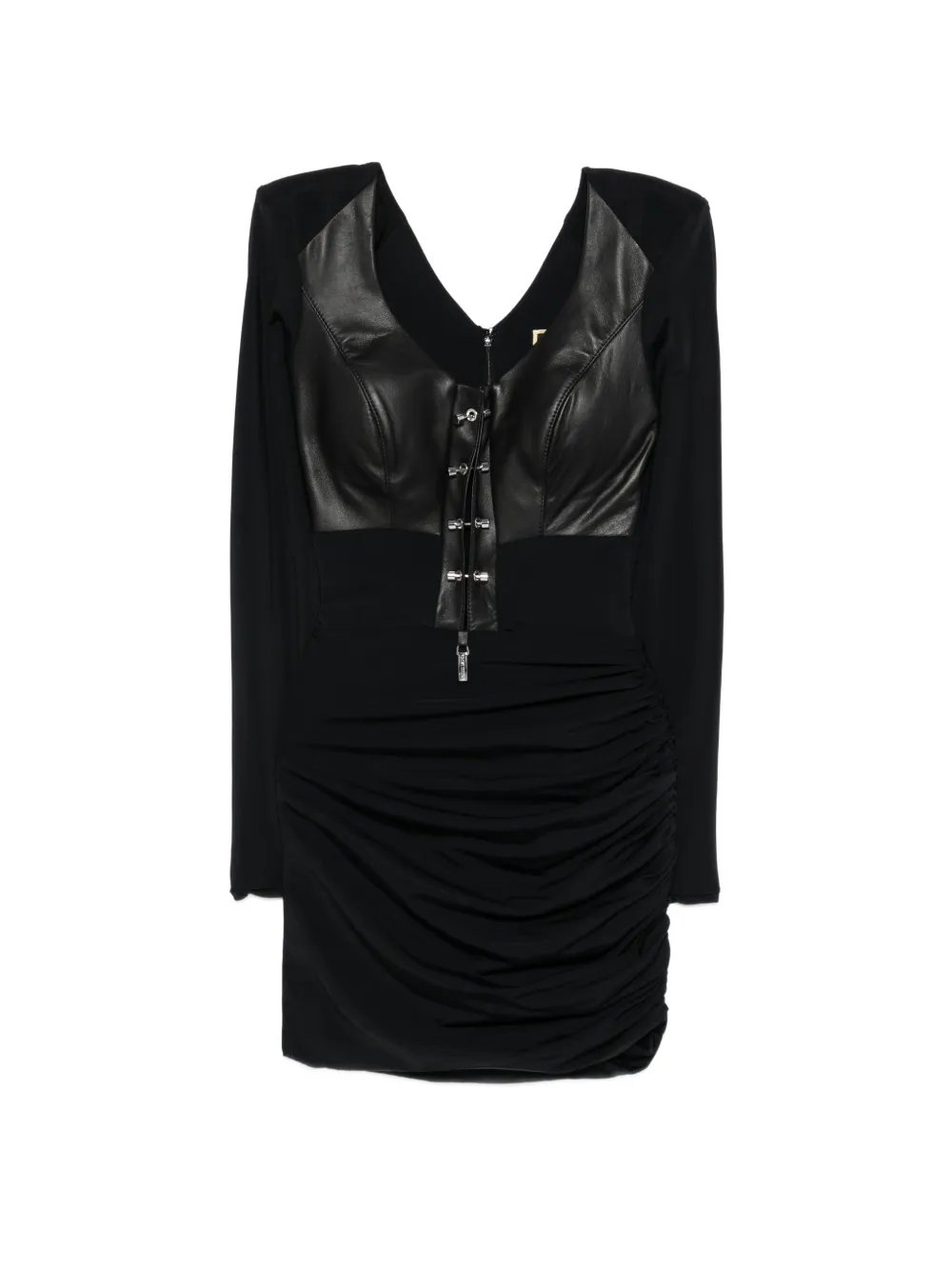 

Платье с металлическим декором и кожаными вставками Mitiliane Couture, черный