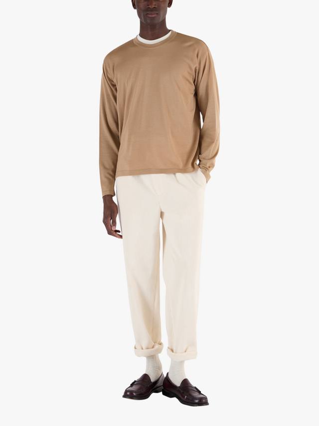 

Футболка из шерсти мериноса с длинным рукавом John Smedley, цвет Light Camel/Persian Red