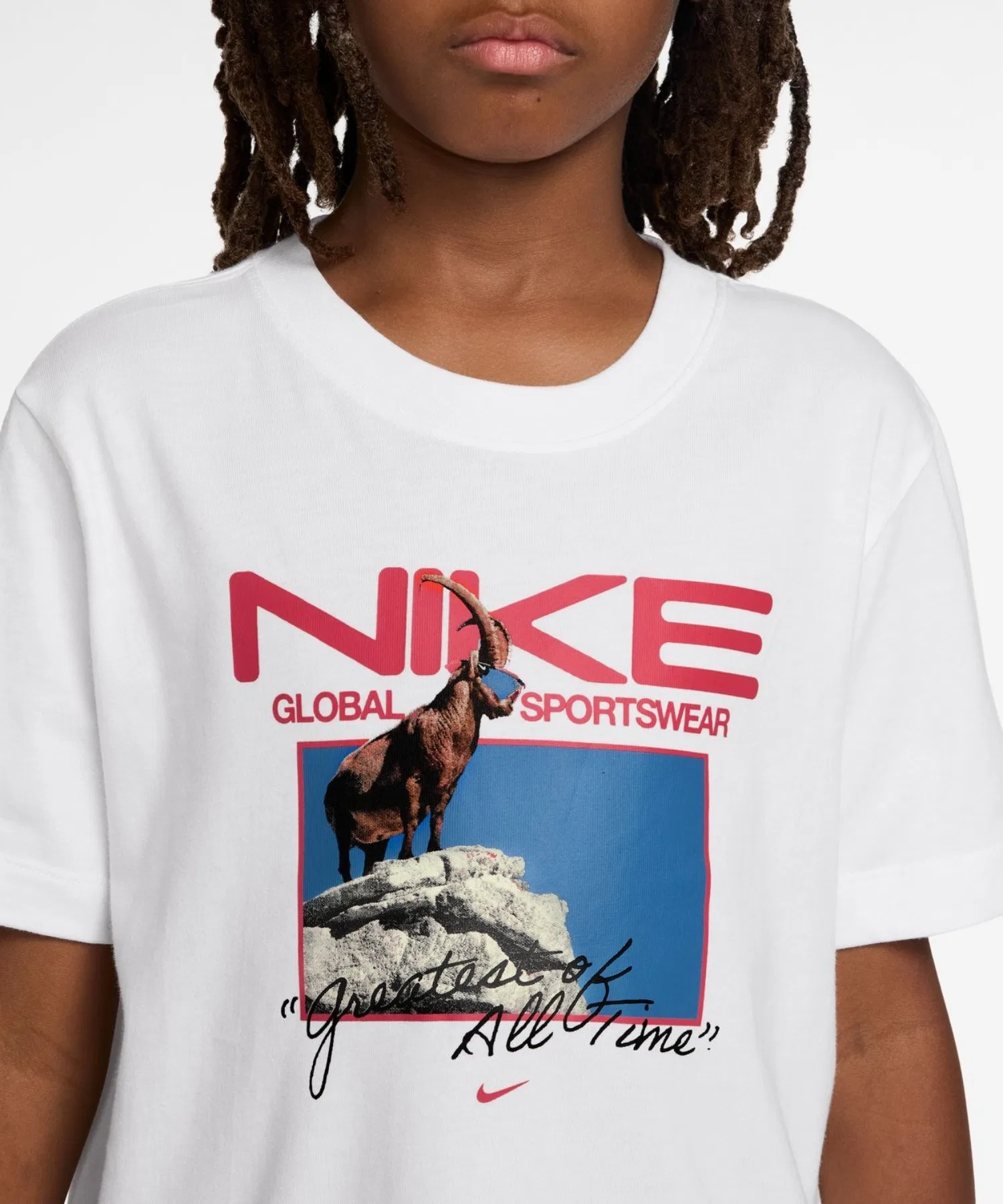 Детская футболка NIKE YTH NSW Фото с принтом серого цвета — фото 3
