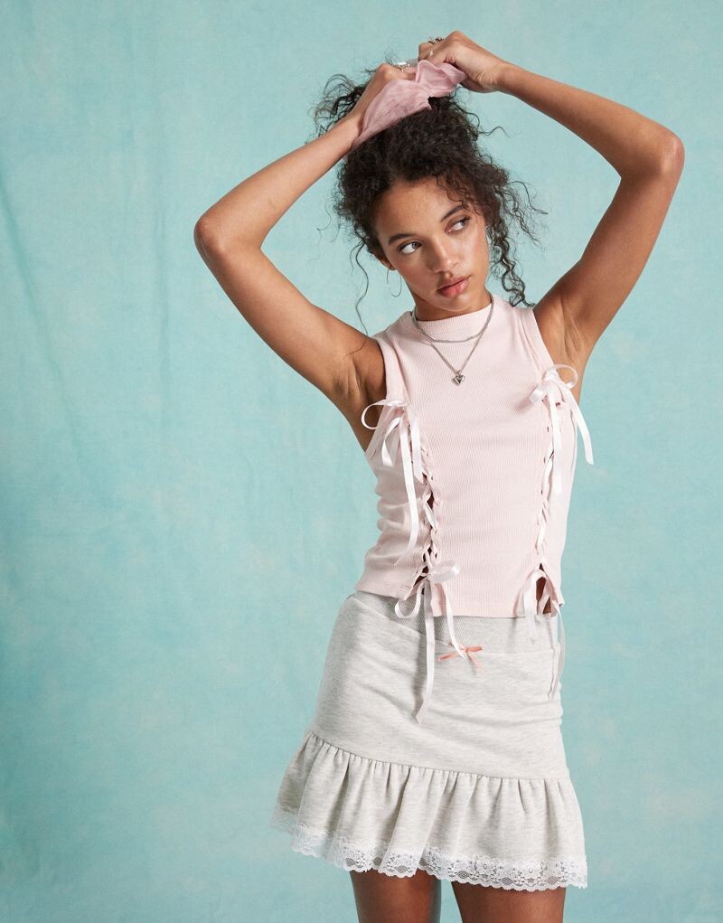 

Miss Selfridge – Розовый топ без рукавов с лентами