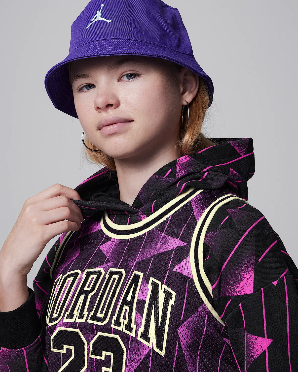 Детская футболка Jordan 23 Striped Jersey, Black/Fierce Pink — фото 3