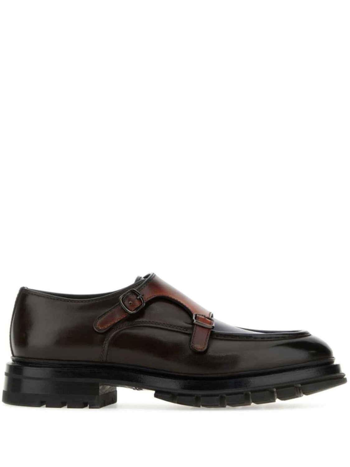 

Кожаные мокасины Santoni с пряжкой, коричневый