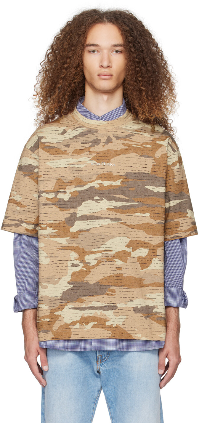 

Коричневая футболка с кристаллами Acne Studios