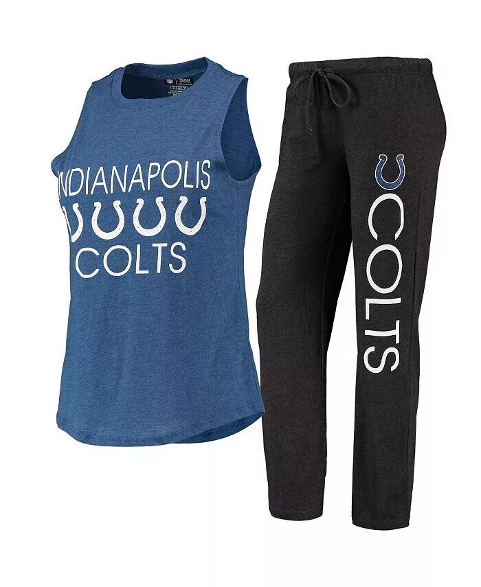

Женский черный комплект для сна Royal Indianapolis Colts Muscle, майка и штаны Concepts Sport
