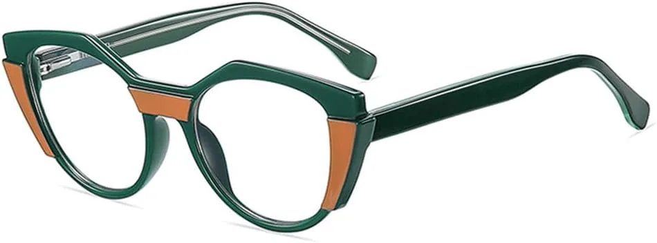 

Ретро-очки в стиле «кошачий глаз» из материала TR90 с защитой от синего света, многоугольной оправой, прозрачными линзами, модные очки для мужчин KTUCN, Green