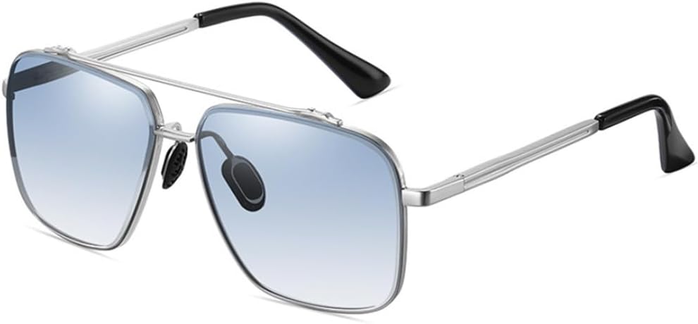 

Модные солнцезащитные очки для мужчин, винтажные солнцезащитные очки с градиентным переходом в крупной оправе, женские солнцезащитные очки с металлическим покрытием LOVQZAOF, Silver Blue