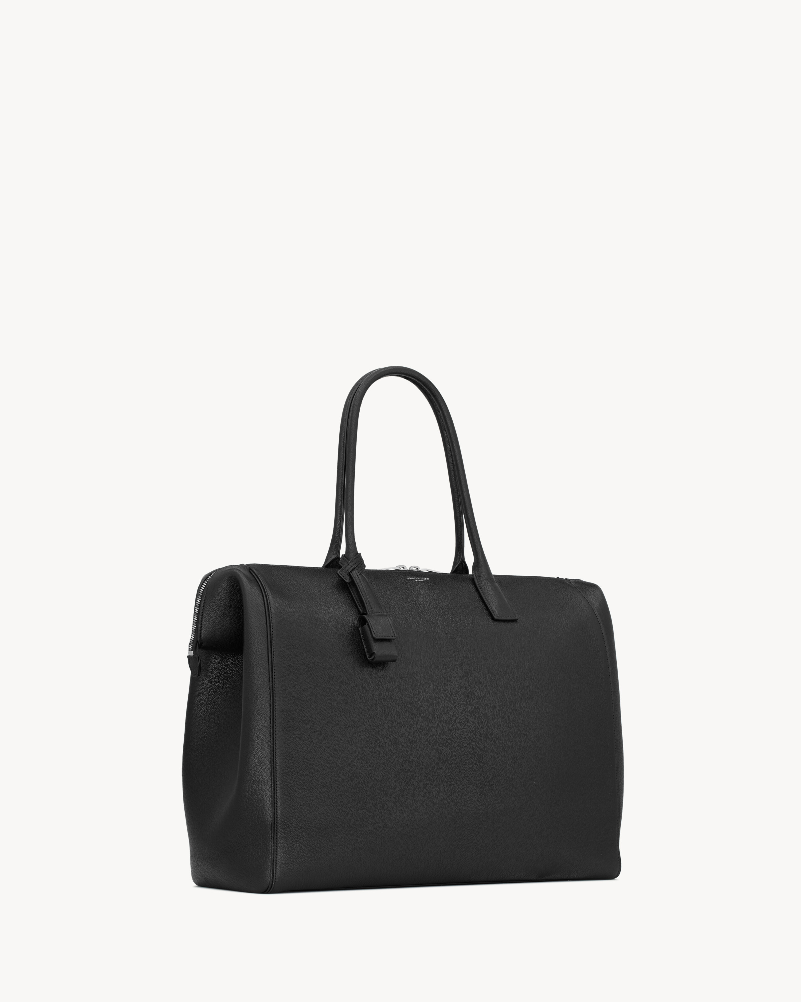 Сумка-доктор SAINT LAURENT North/South из зернистой кожи, черный — фото 4