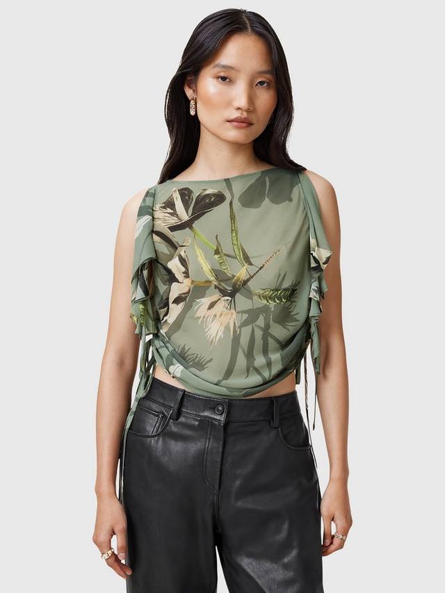 

Топ в цветочек от бетти AllSaints, цвет Olive Green