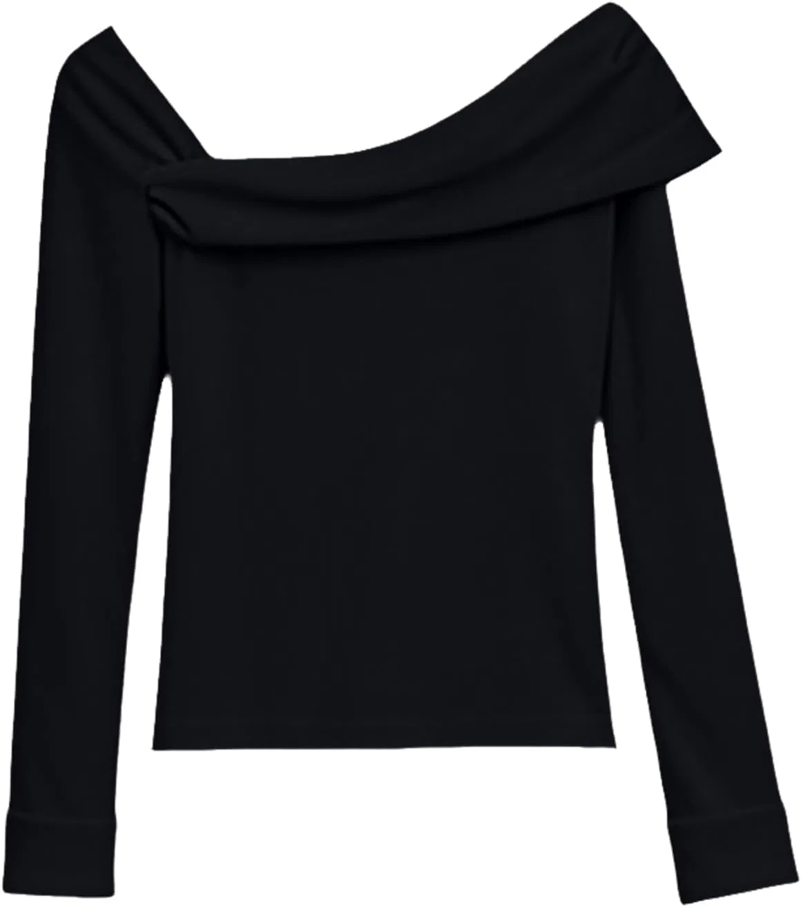 Блуза с открытыми плечами, длинный рукав Off Shoulder Top, черный — фото 3