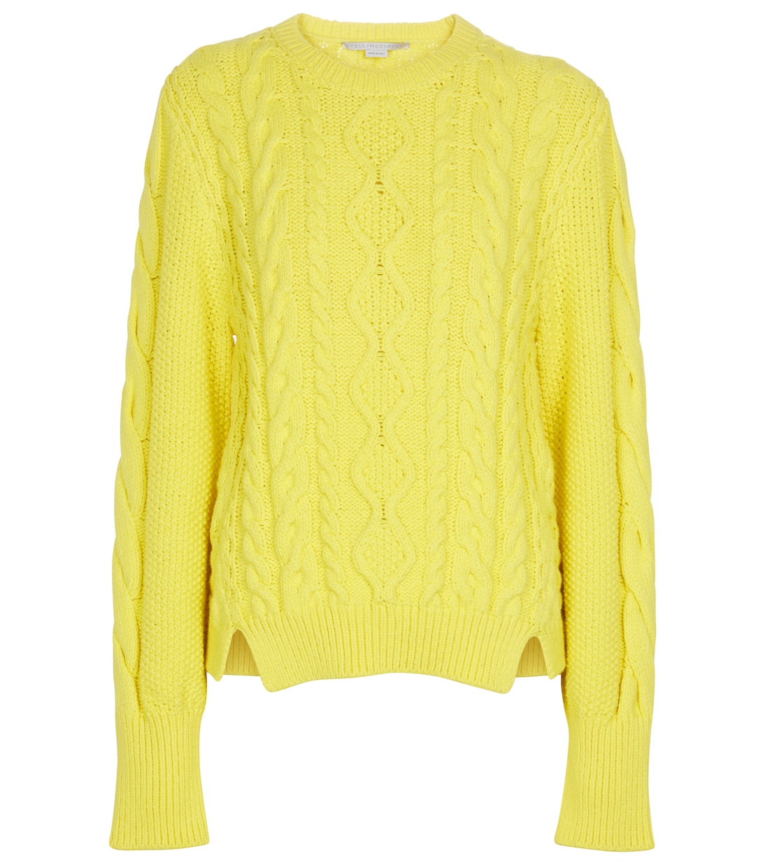 

Свитер из хлопчатобумажной смеси с косой вязкой Stella McCartney, Lemon