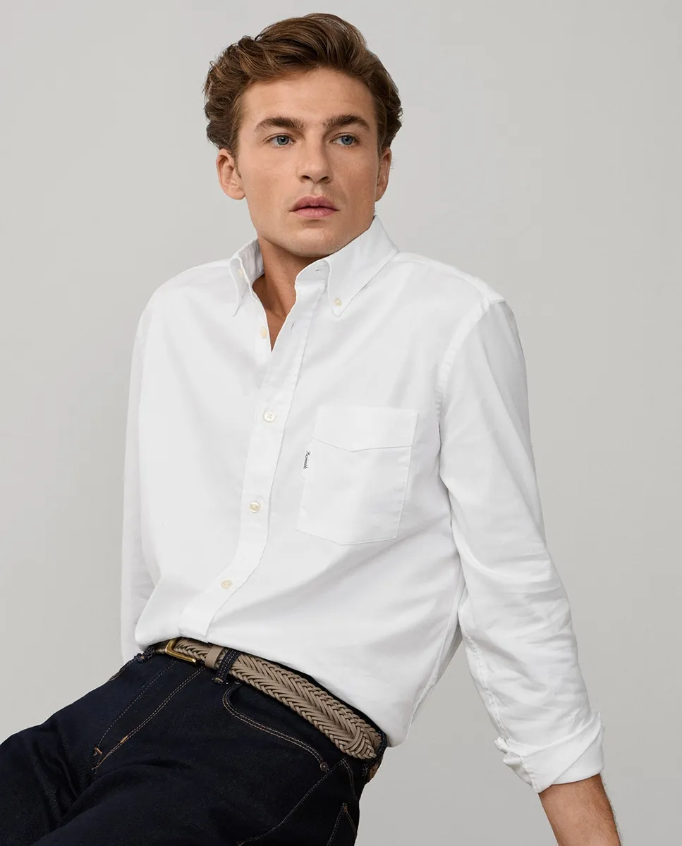 

Мужская рубашка из английского хлопка, однотонная, клубного кроя Façonnable, белый