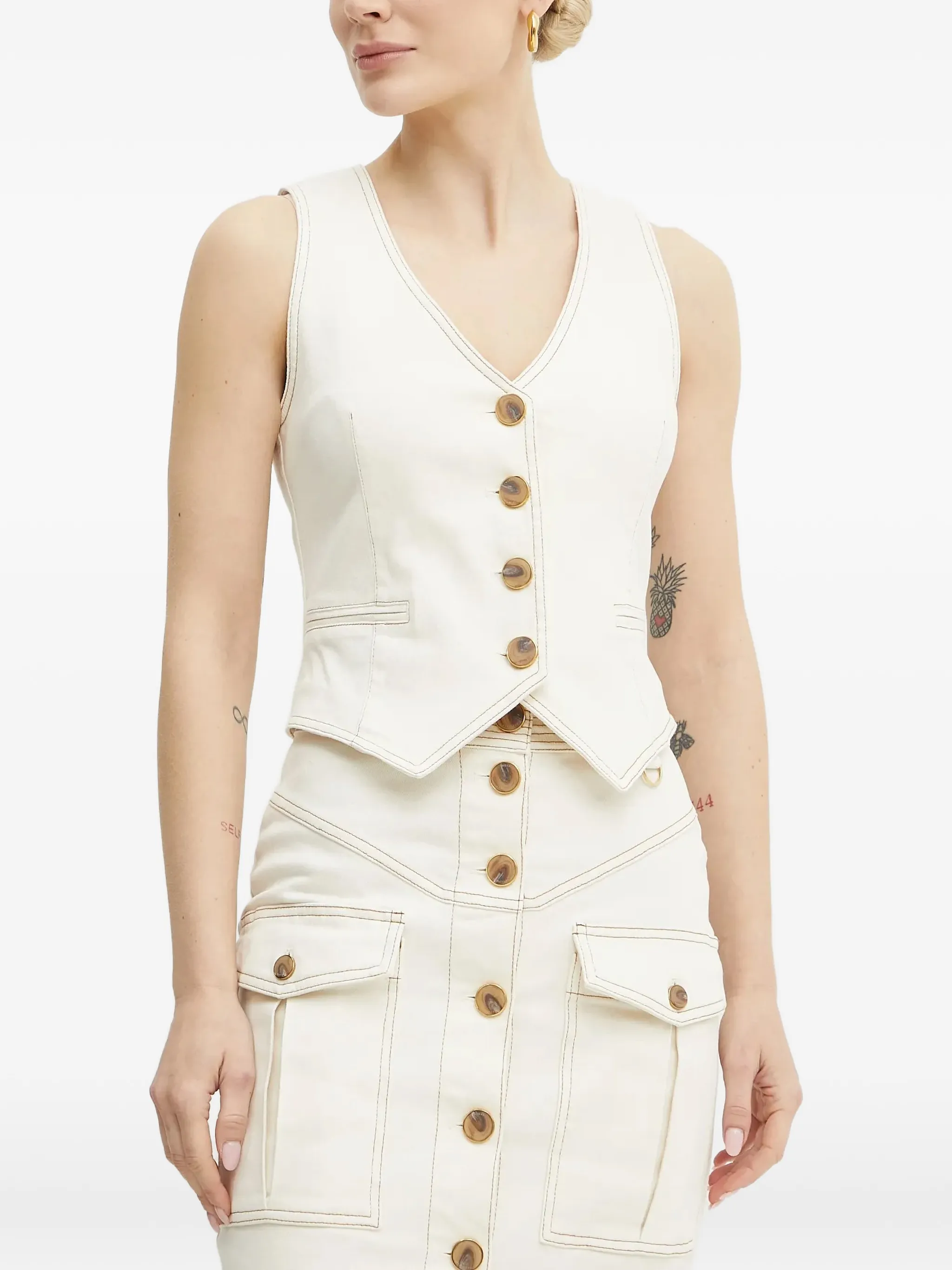 

Топ на пуговицах Marciano By Guess, бежевый