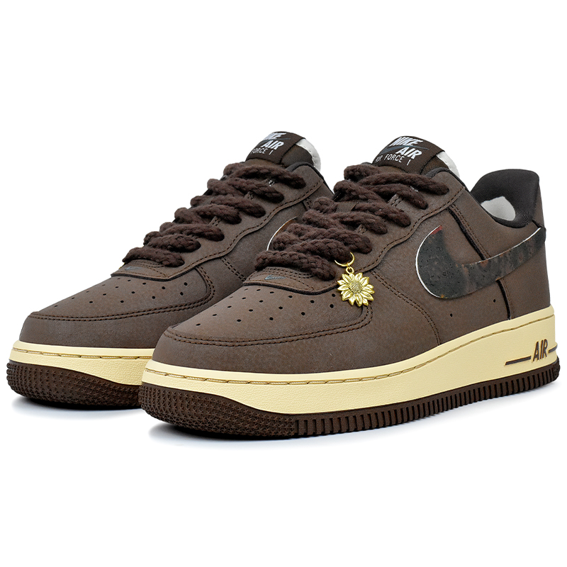 Nike Кроссовки Air Force 1 Abrasion Resistant Low top Skateboard Unisex цвета хаки-коричневый — фото 4