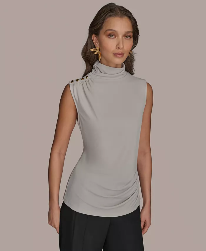 

Женский топ без рукавов с высоким воротником Donna Karan New York, серый