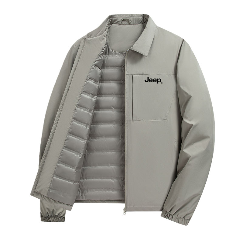 

Пуховик мужской с лацканами облегченный Jeep, светло-хаки