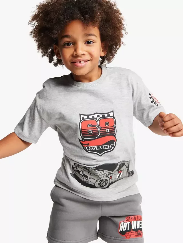 Детский комплект Brand Thread: футболка и шорты из хлопка Hot Wheels, серый Brand Threads — фото 4