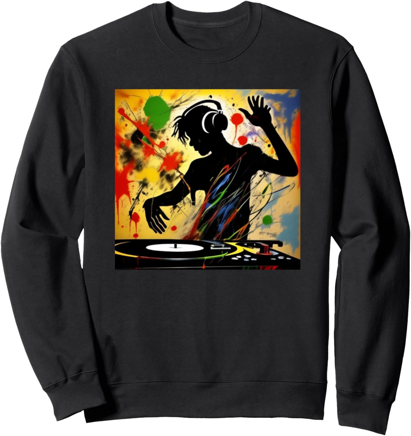 

Футболка с изображением силуэта диджея и разноцветным проигрывателем Dj Turntable Discjockey Men - Women Kids Boys Gift