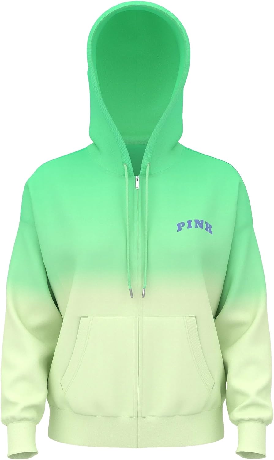 

Victoria's Secret Pink Ivy Fleece Campus Zip Hoodie Tie Dye Green Sweatshirt Soft Comfy New, Tie Dye Reen