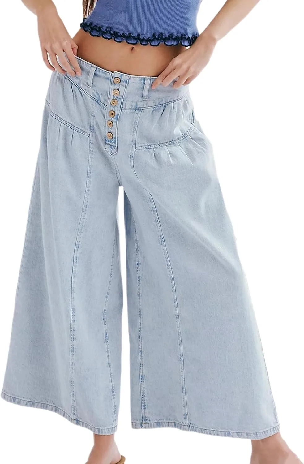 

Брюки джинсовые широкие Baggy для женщин, эластичные, Mid Waist MRNYQBM