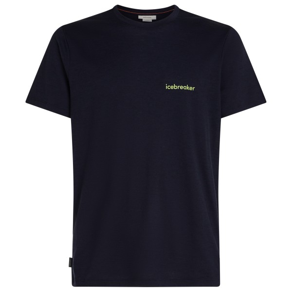 

Футболка Merino 150 tech lite s/s с надписью ib - рубашка из мериноса Icebreaker, синий