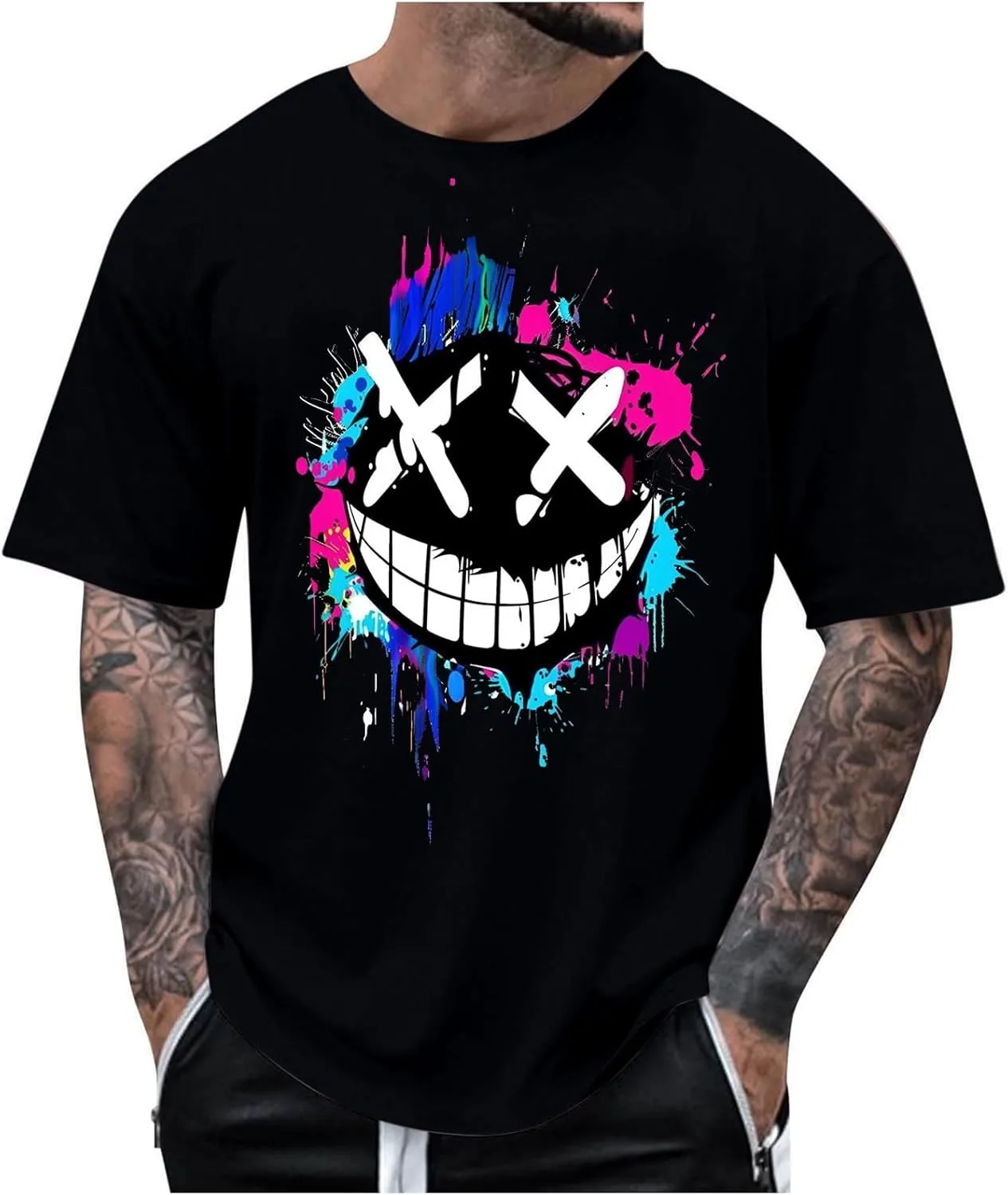 

Футболка с принтом X-Eyed Evil Smiling Face, уличный стиль Uillui