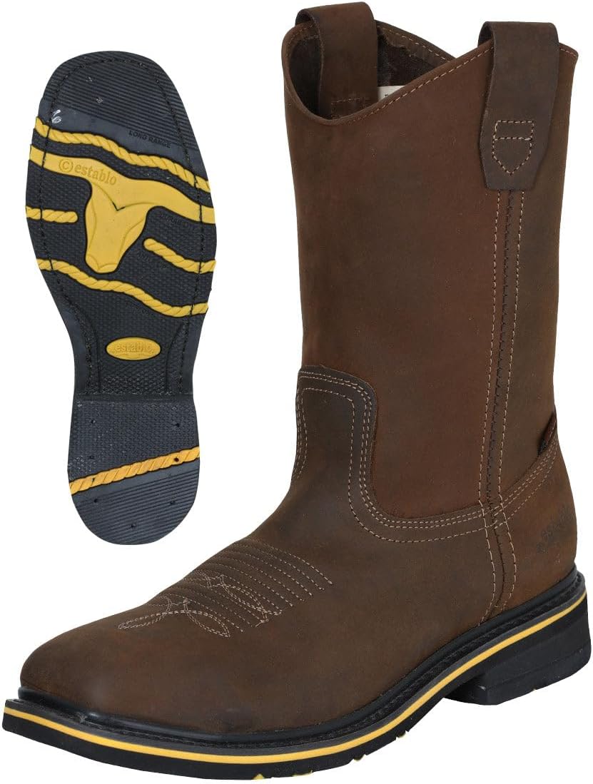 

Мужские ковбойские сапоги Establo Rodeo - сумасшедшая кожа, загара, с стальным носком Generic, мультиколор