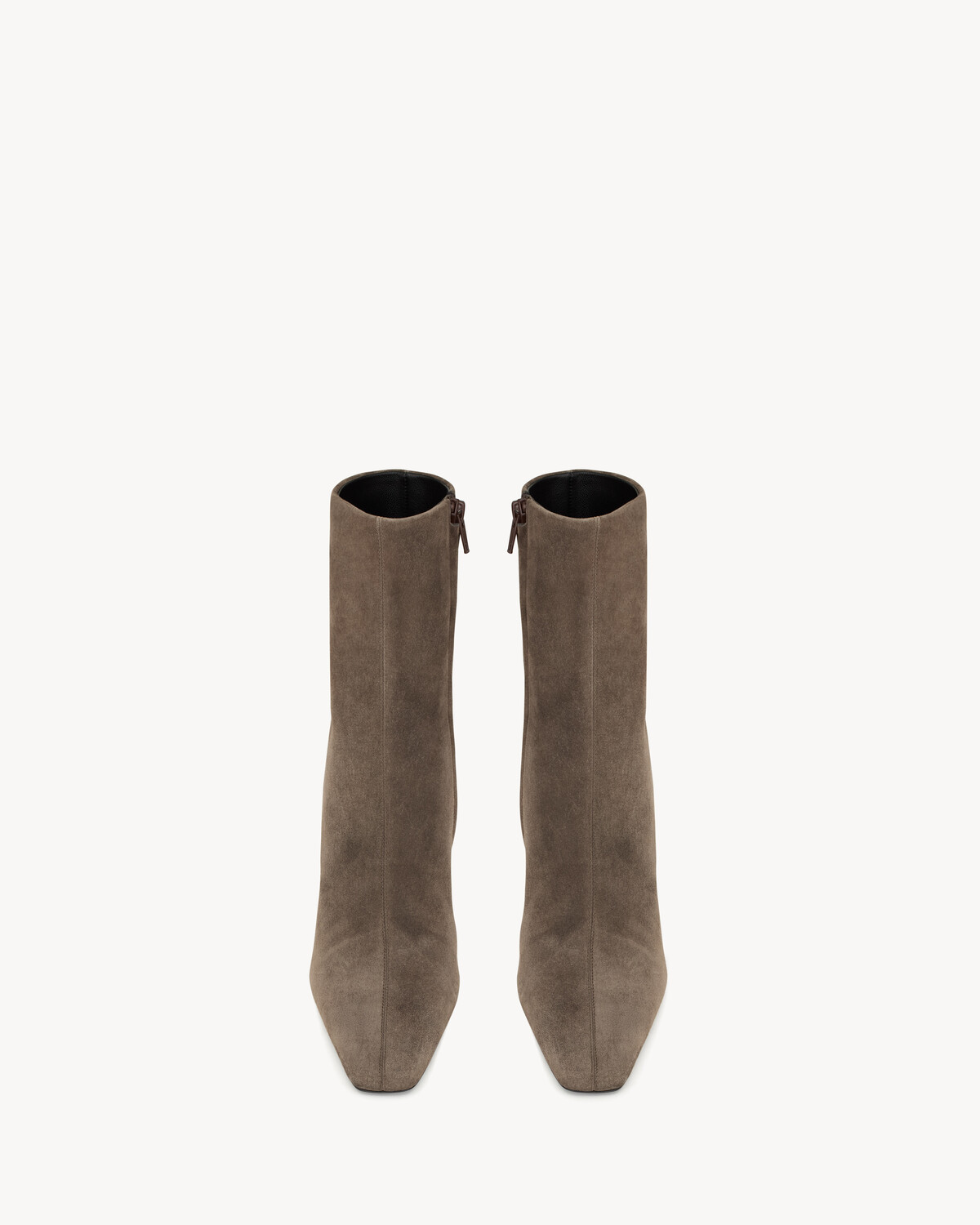Ботильоны JILL из замши Saint Laurent, серый/серебряный — фото 2