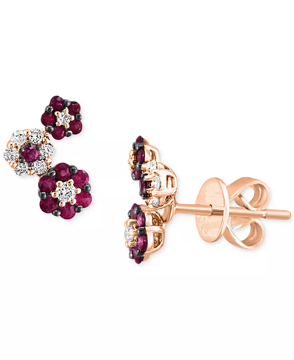 

Серьги-Гвоздики в форме цветка с сапфирами (1/2 карата) и бриллиантами (1/5 карата) из 14-каратного белого золота (также доступны с рубинами) Lali Jewels, ruby