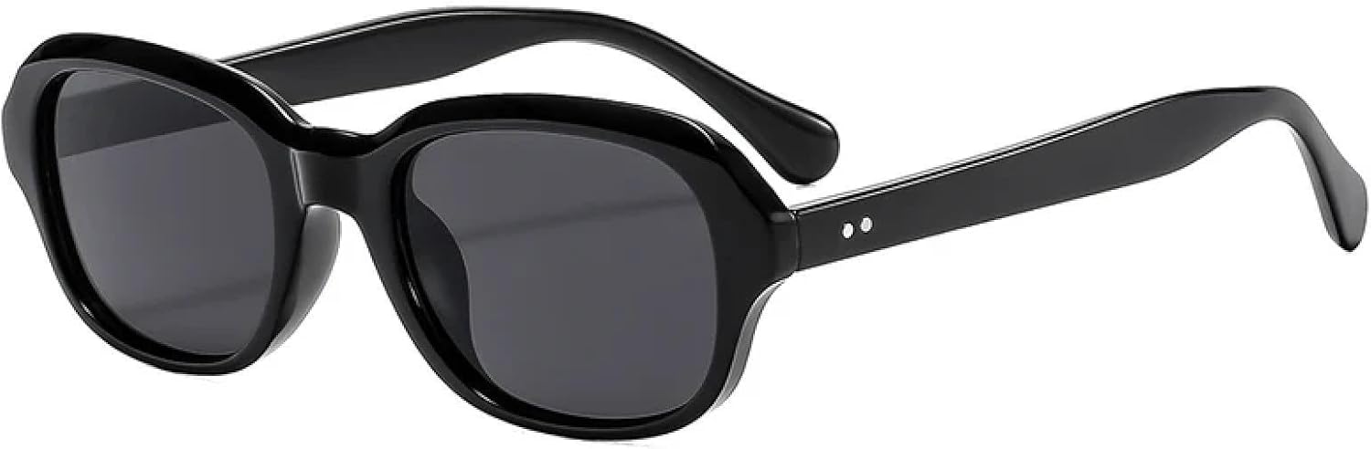 

Солнцезащитные очки с защитой от УФ-излучения UV400 для женщин и мужчин | Овальные прозрачные линзы цвета «океан» с заклепками | для занятий спортом на открытом воздухе DSVIGF, Black Grey