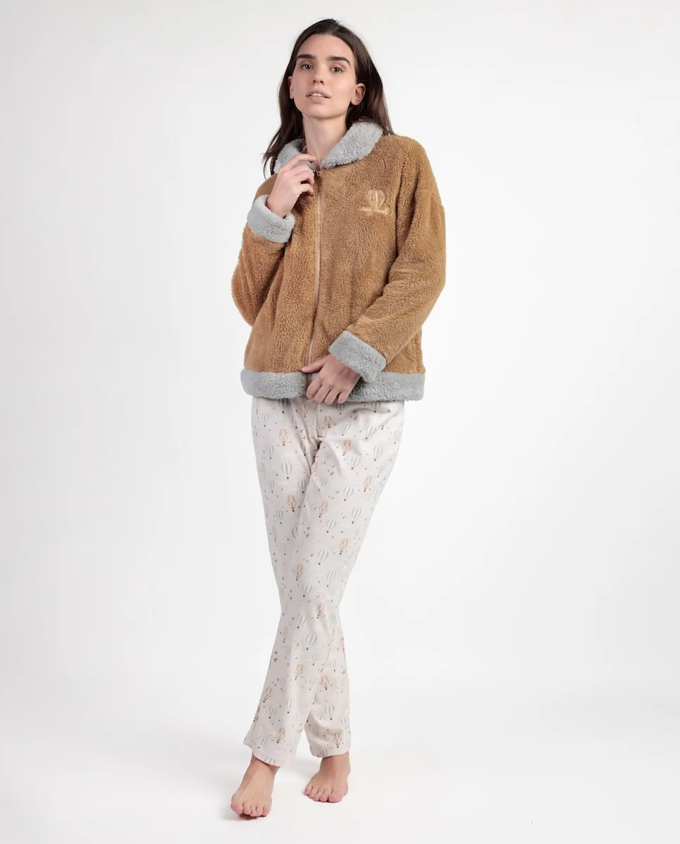 

Женский халат с длинными рукавами из теплой ткани Admas, песочный