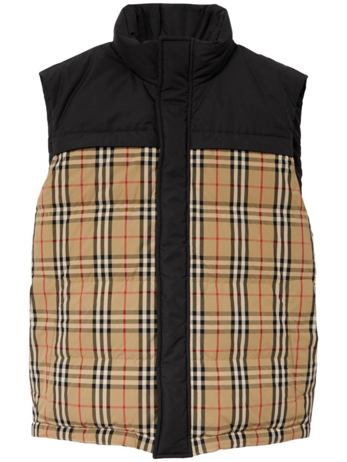 

Дутый жилет в клетку Burberry, черный