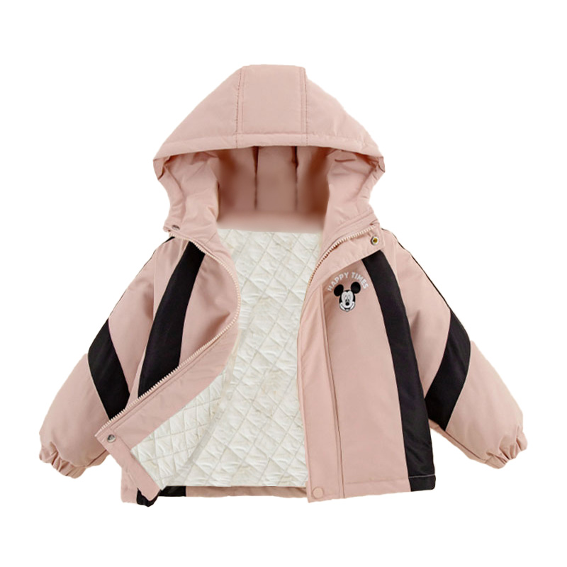 

Модная минималистичная универсальная утепленная пуховик с капюшоном Disney, розовый