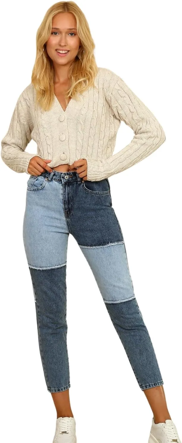 

9teen Boutique джинсы Mom с высокой талией и цветными вставками