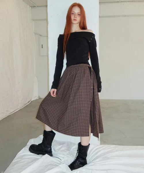 Женская юбка RENSE Eyelet Brown Check