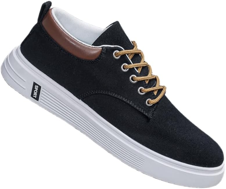 

Мужские спортивные туфли, повседневные высокие кроссовки на шнуровке, с толстой подошвой, верхом из дышащей ткани, круглым носком и удобным стилем обуви, подходящей для ношения в любое время года Hoalox, черный