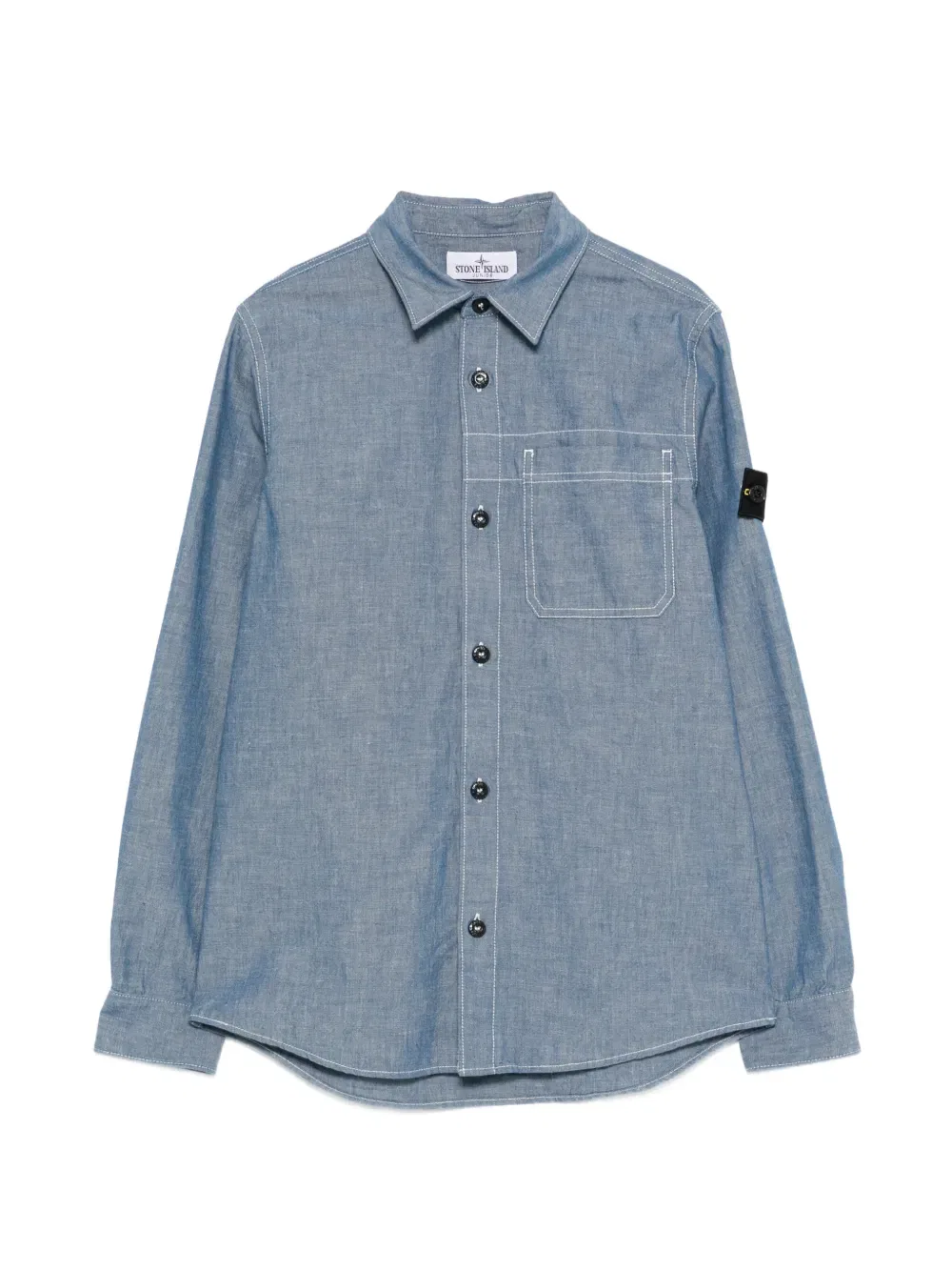Рубашка с нагрудным карманом Stone Island Junior, синий