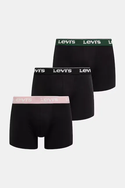 Боксеры из эластичного хлопка 3 шт Levi's, черный