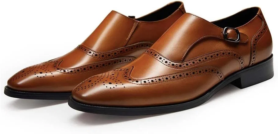 Лоферы кожаные Monk Strap Wingtip, Brown FRASOICUS