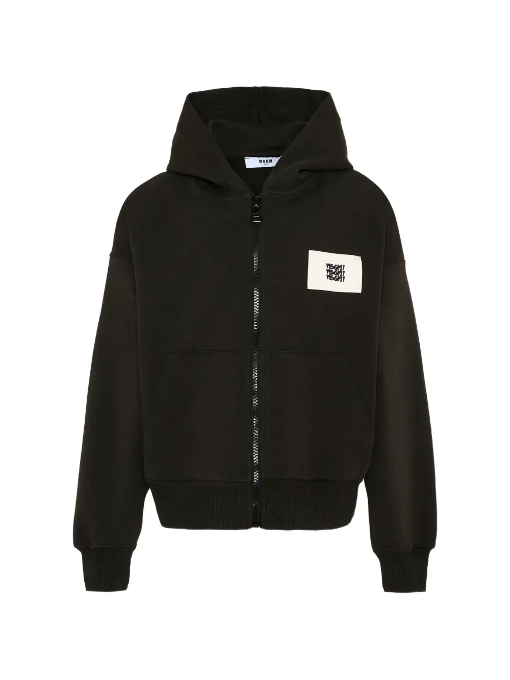 Толстовка на молнии с капюшоном MSGM Kids, черный
