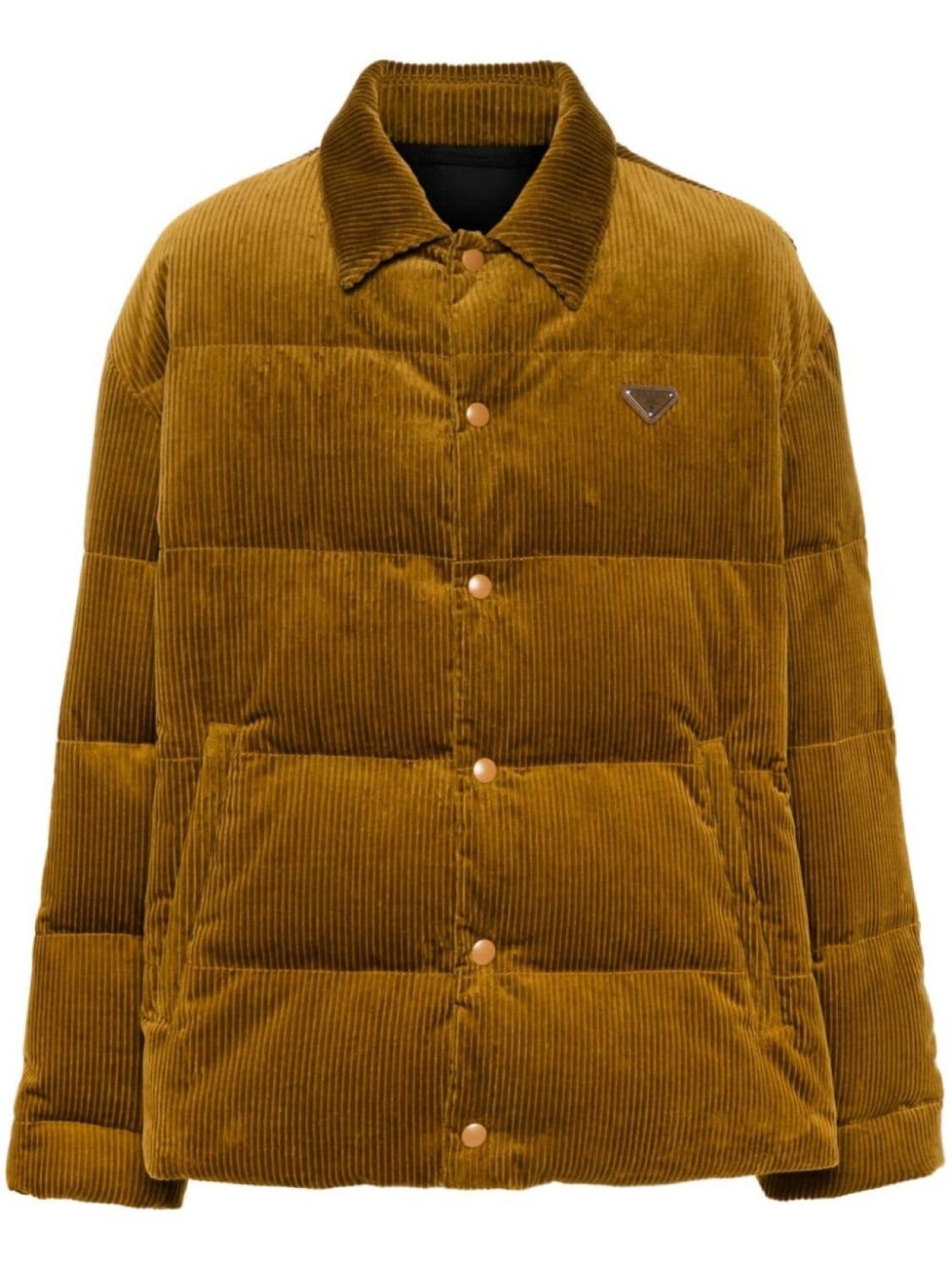 

Prada пуховик с логотипом, коричневый