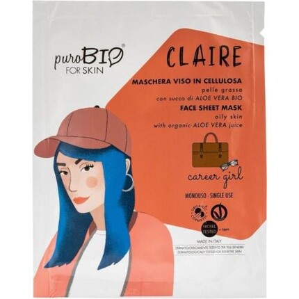 

Маска для лица Purobio из целлюлозы, 0,5 унции Claire Career Girl, N/A